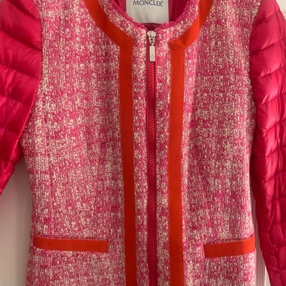Authentic Moncler Pink Tweed Puffer Jacket XS - Picture 7 of 7